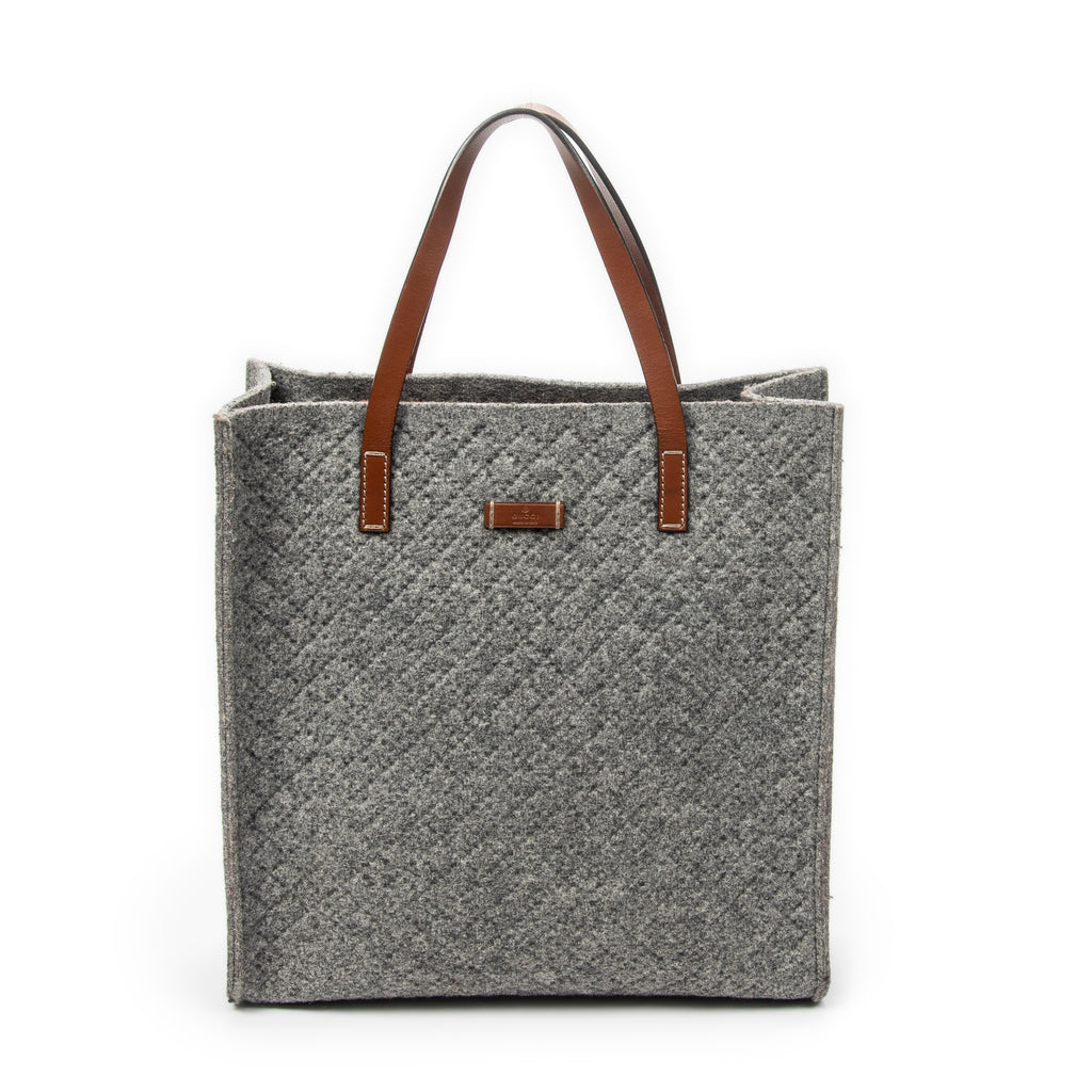 Handbag Diamante Tote Grey Quilted Felt Canvas