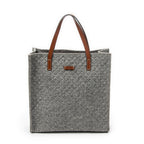 Handbag Diamante Tote Grey Quilted Felt Canvas