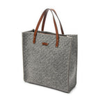 Handbag Diamante Tote Grey Quilted Felt Canvas