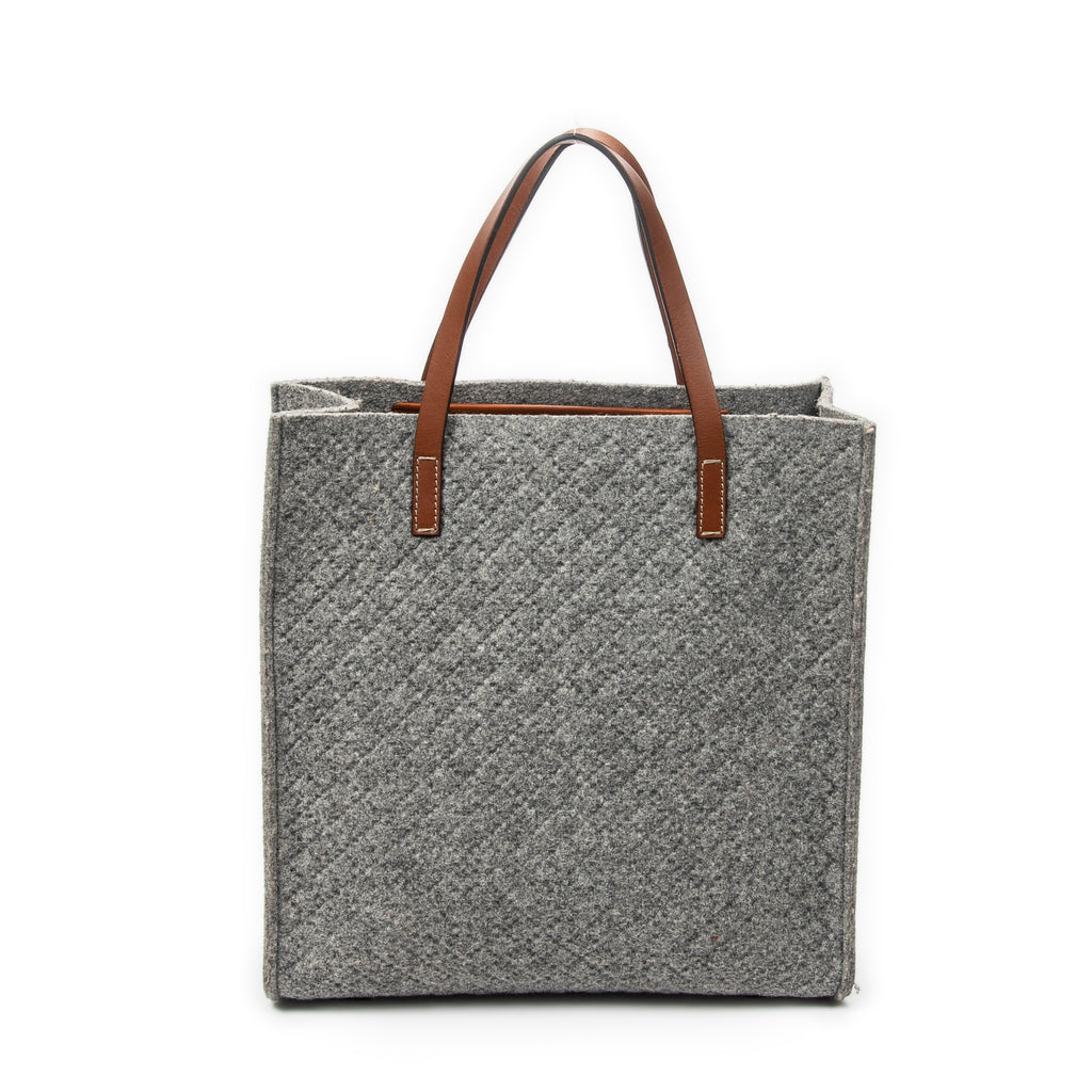 Handbag Diamante Tote Grey Quilted Felt Canvas
