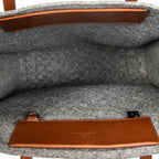 Handbag Diamante Tote Grey Quilted Felt Canvas