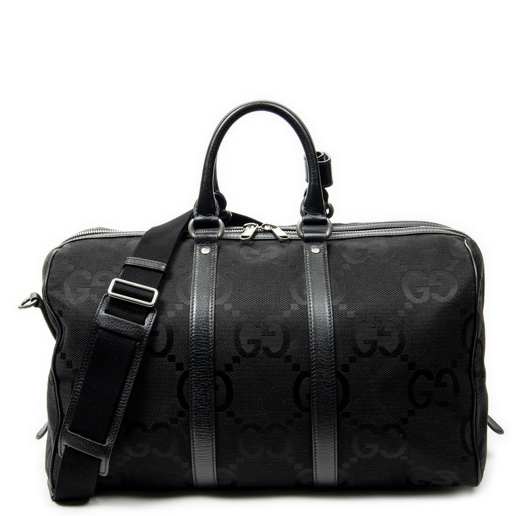 Travel Bag Convertible Duffle Bag Black Jumbo GG Canvas