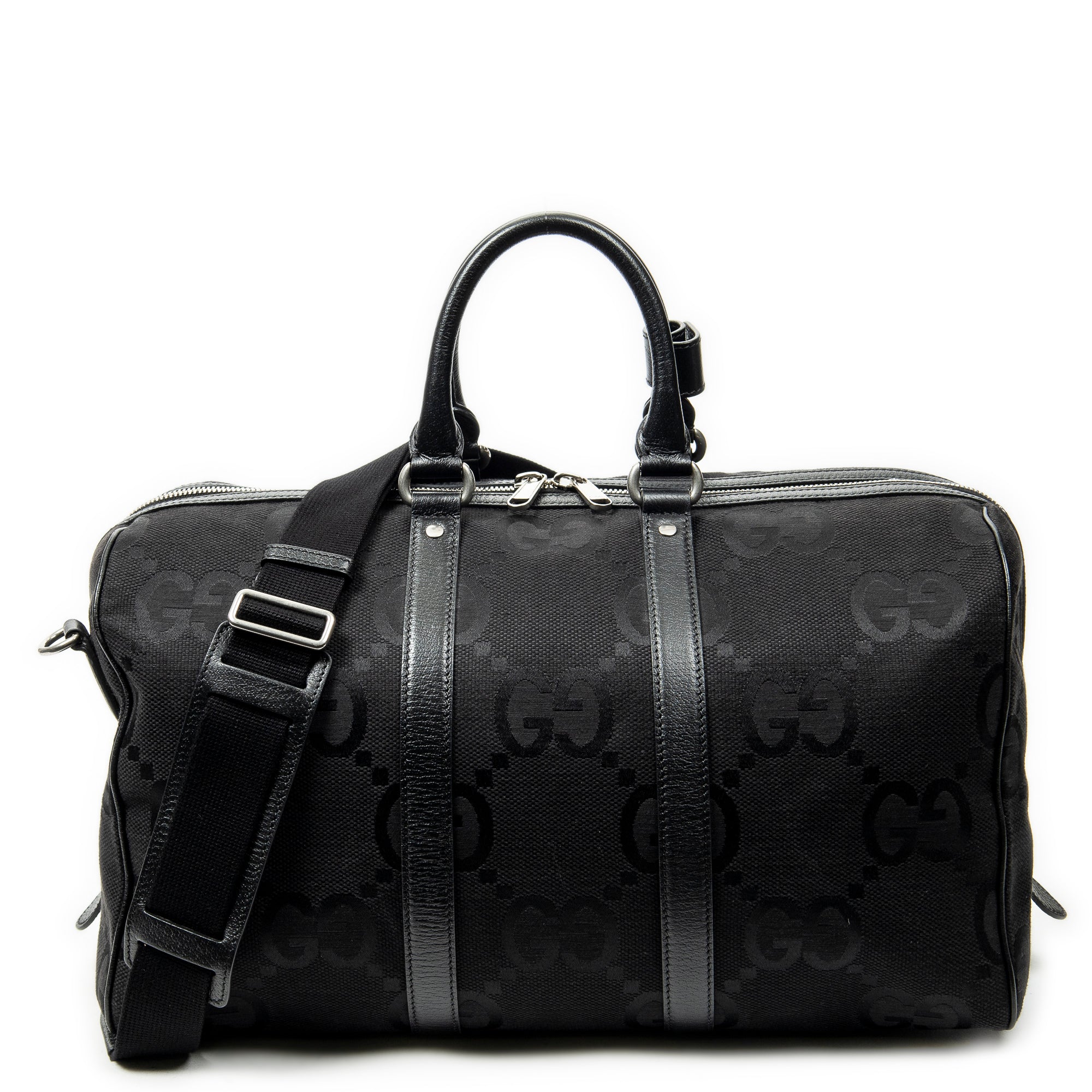 Travel Bag Convertible Duffle Bag Black Jumbo GG Canvas