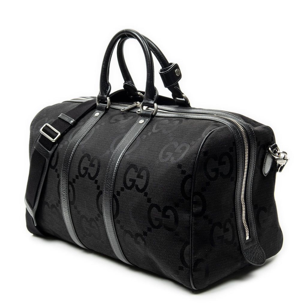 Travel Bag Convertible Duffle Bag Black Jumbo GG Canvas