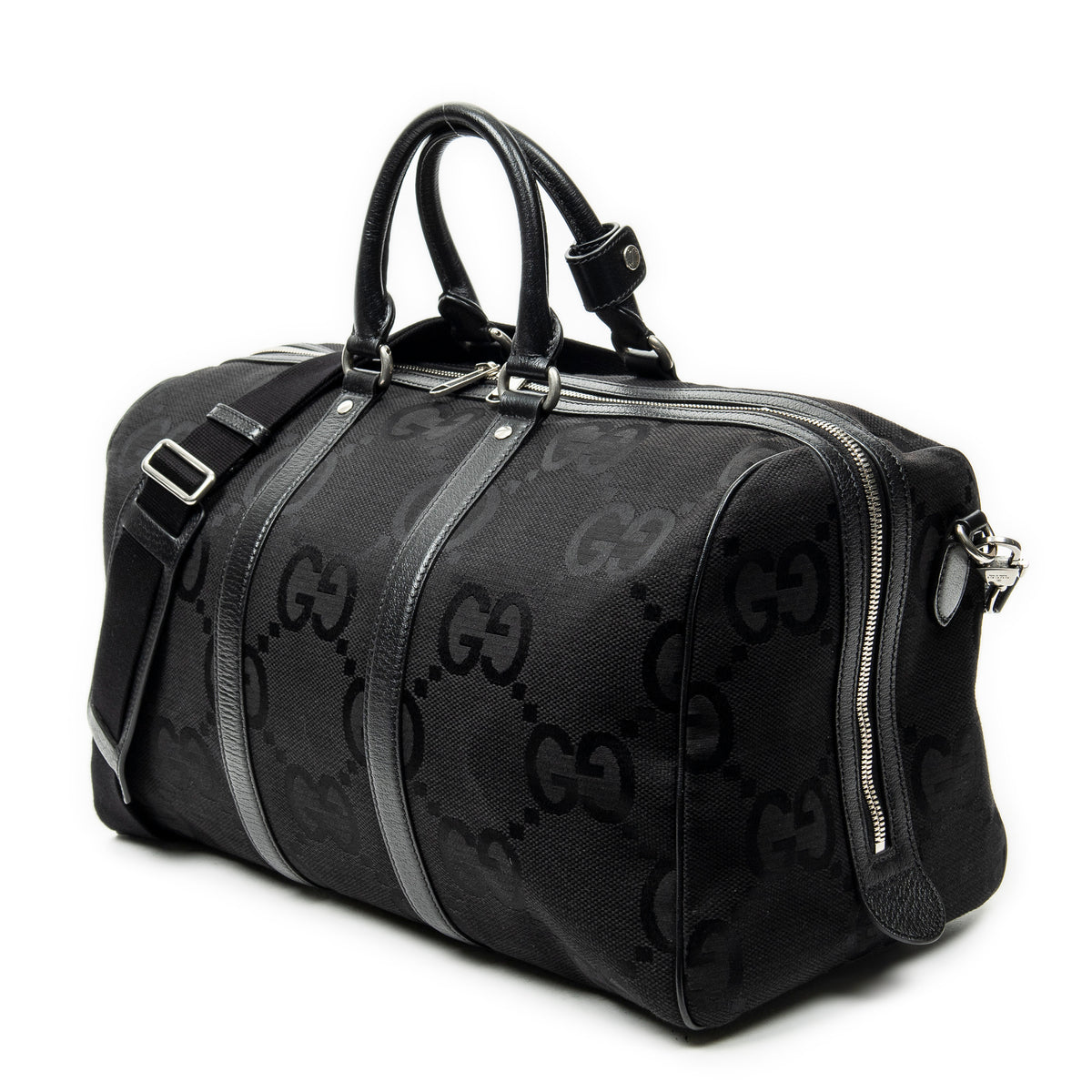 Travel Bag Convertible Duffle Bag Black Jumbo GG Canvas