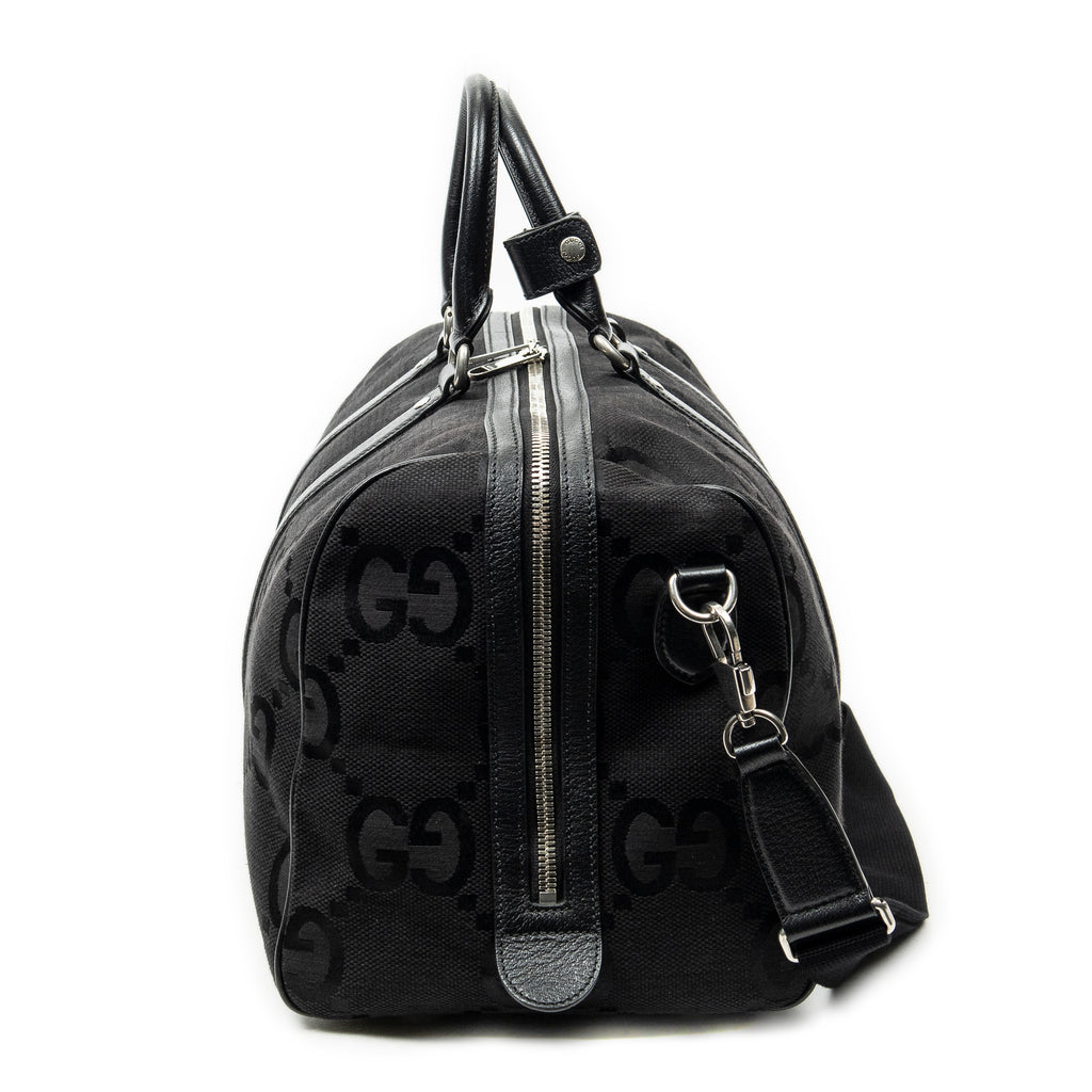 Travel Bag Convertible Duffle Bag Black Jumbo GG Canvas