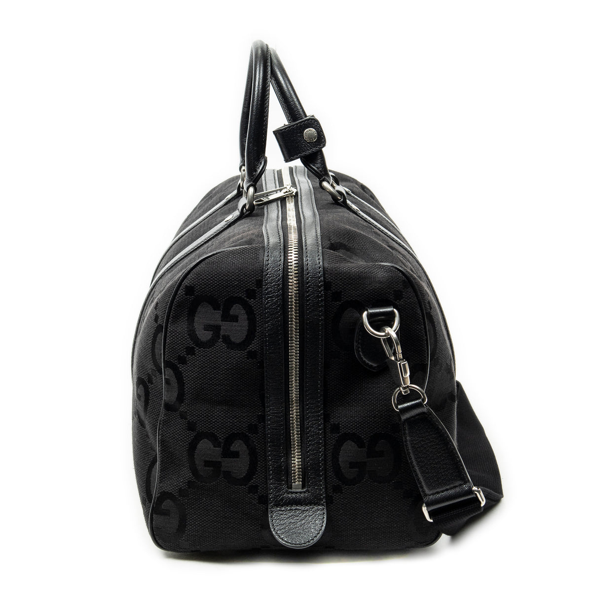 Travel Bag Convertible Duffle Bag Black Jumbo GG Canvas