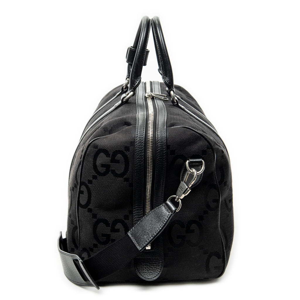 Travel Bag Convertible Duffle Bag Black Jumbo GG Canvas