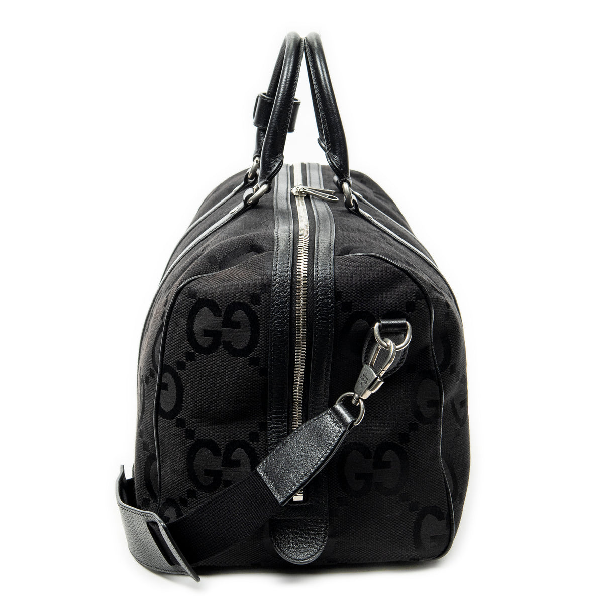 Travel Bag Convertible Duffle Bag Black Jumbo GG Canvas