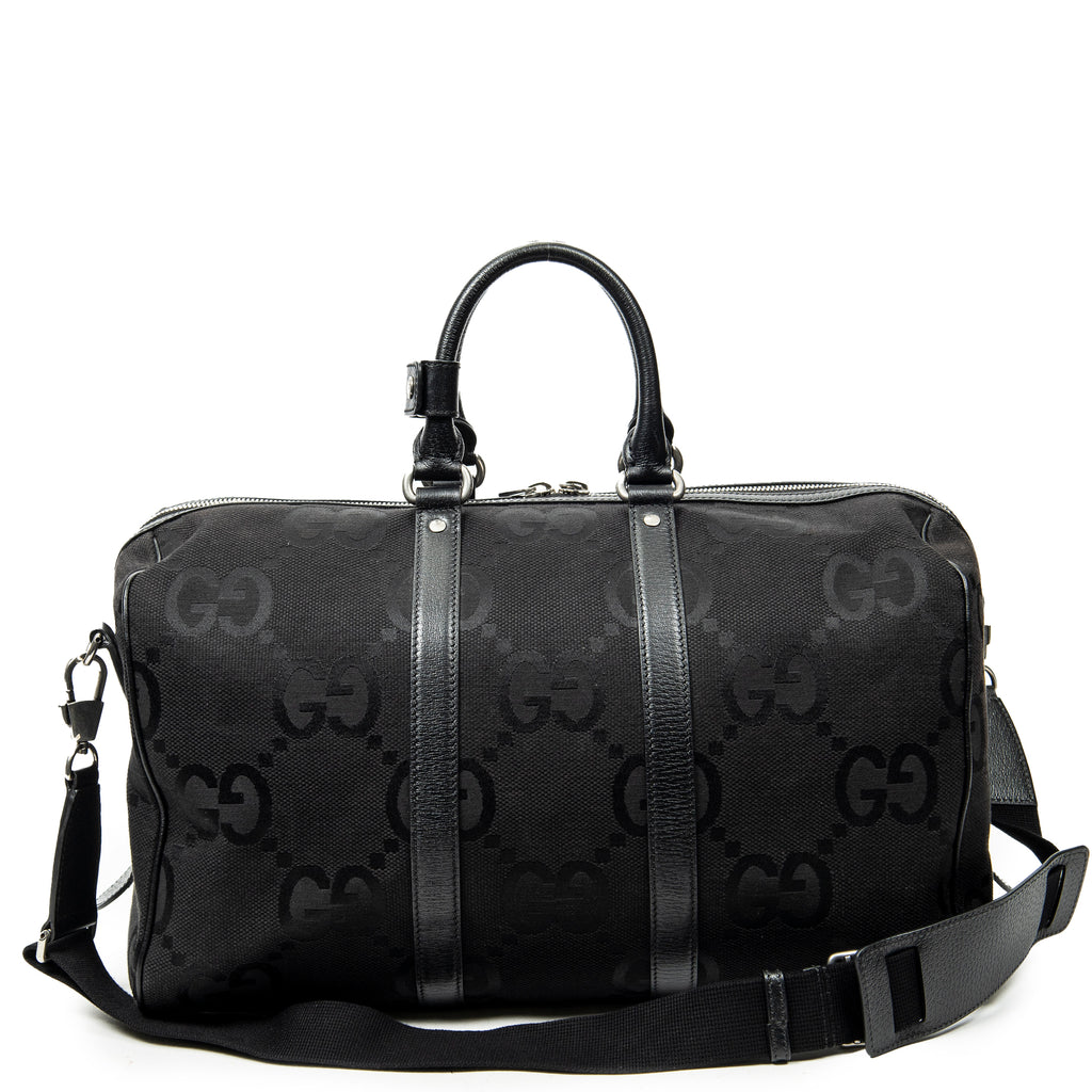 Travel Bag Convertible Duffle Bag Black Jumbo GG Canvas