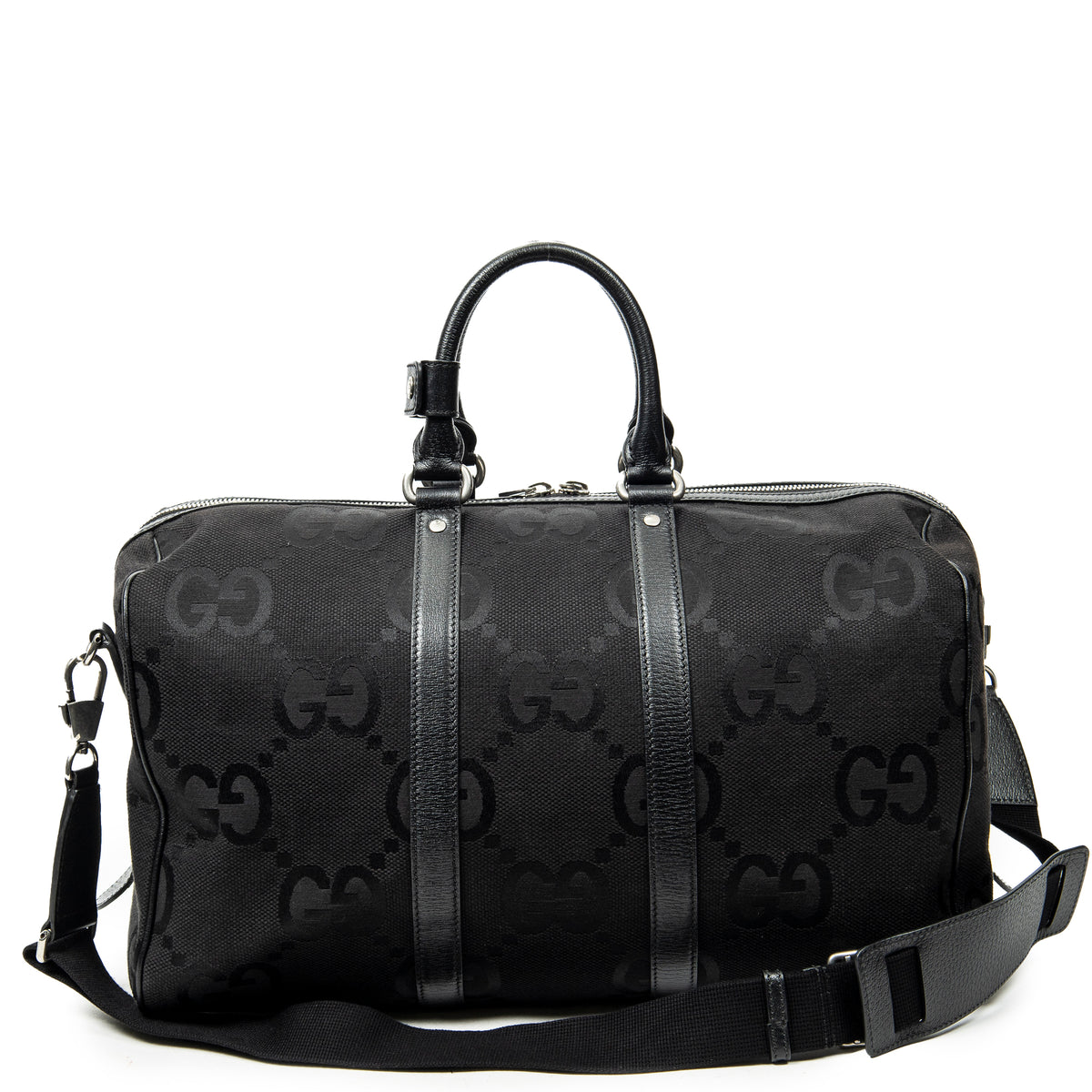 Travel Bag Convertible Duffle Bag Black Jumbo GG Canvas