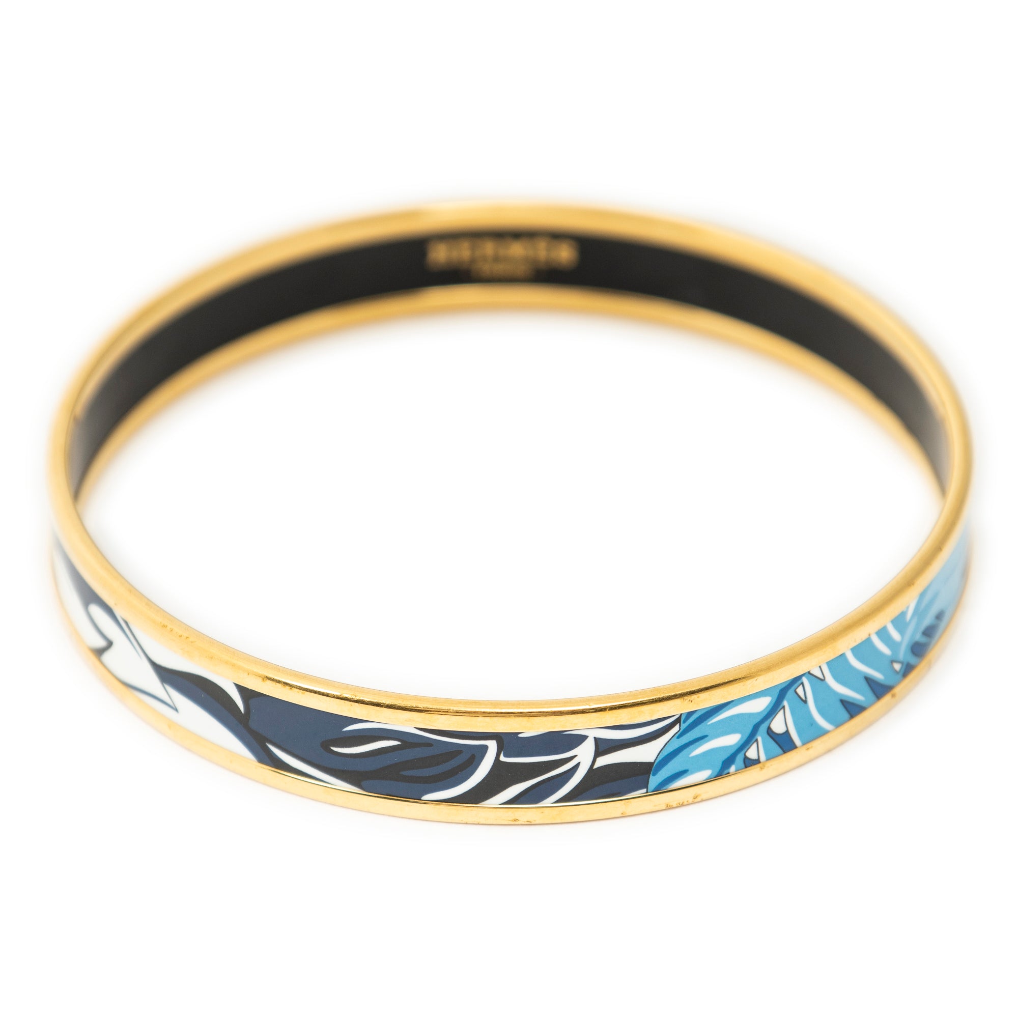Bracelet Enamel Bangle PM Blue Gold Plated