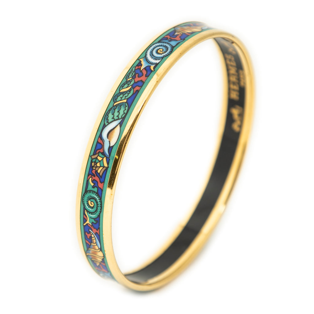 Bracelet Enamel Bangle PM Green Gold Plated
