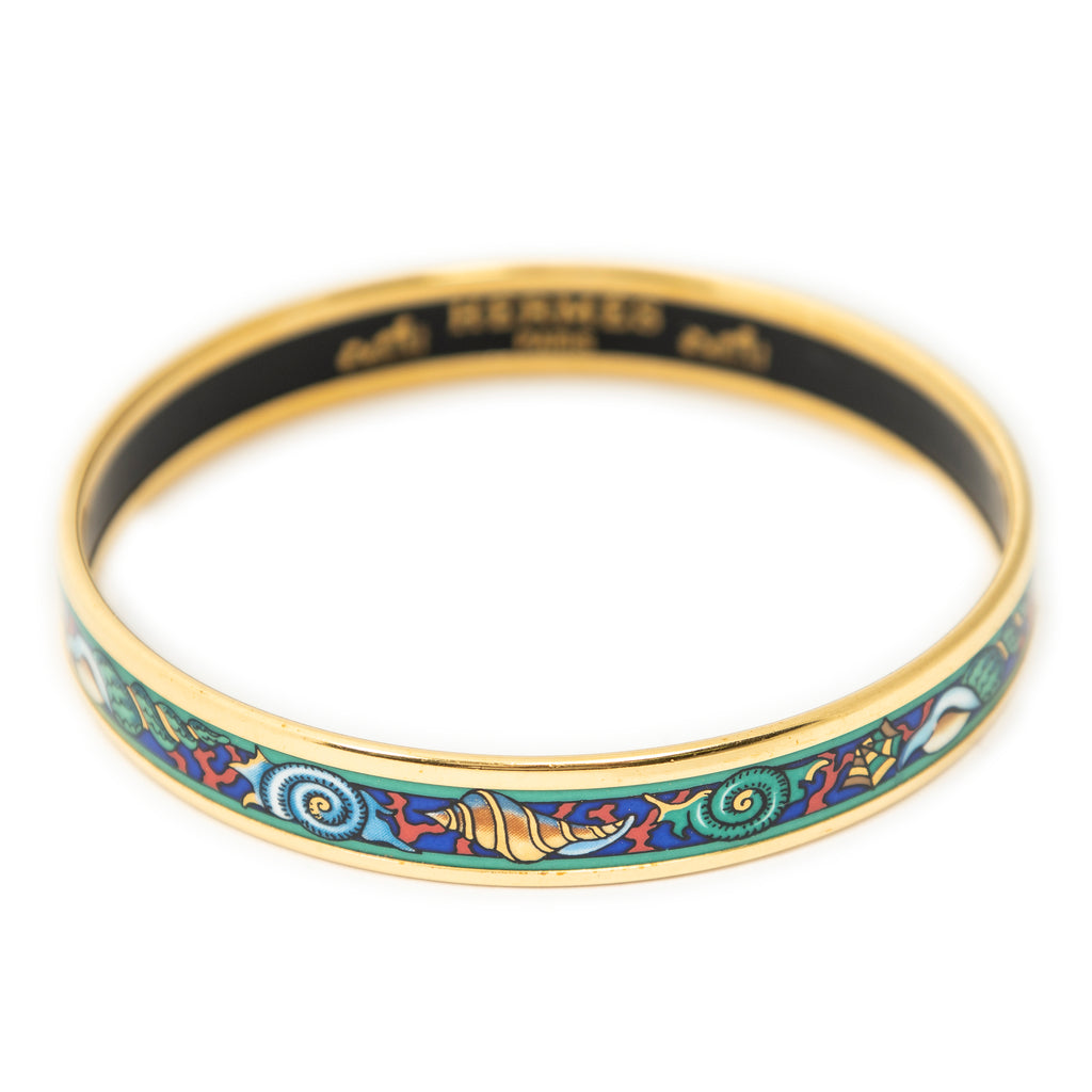 Bracelet Enamel Bangle PM Green Gold Plated