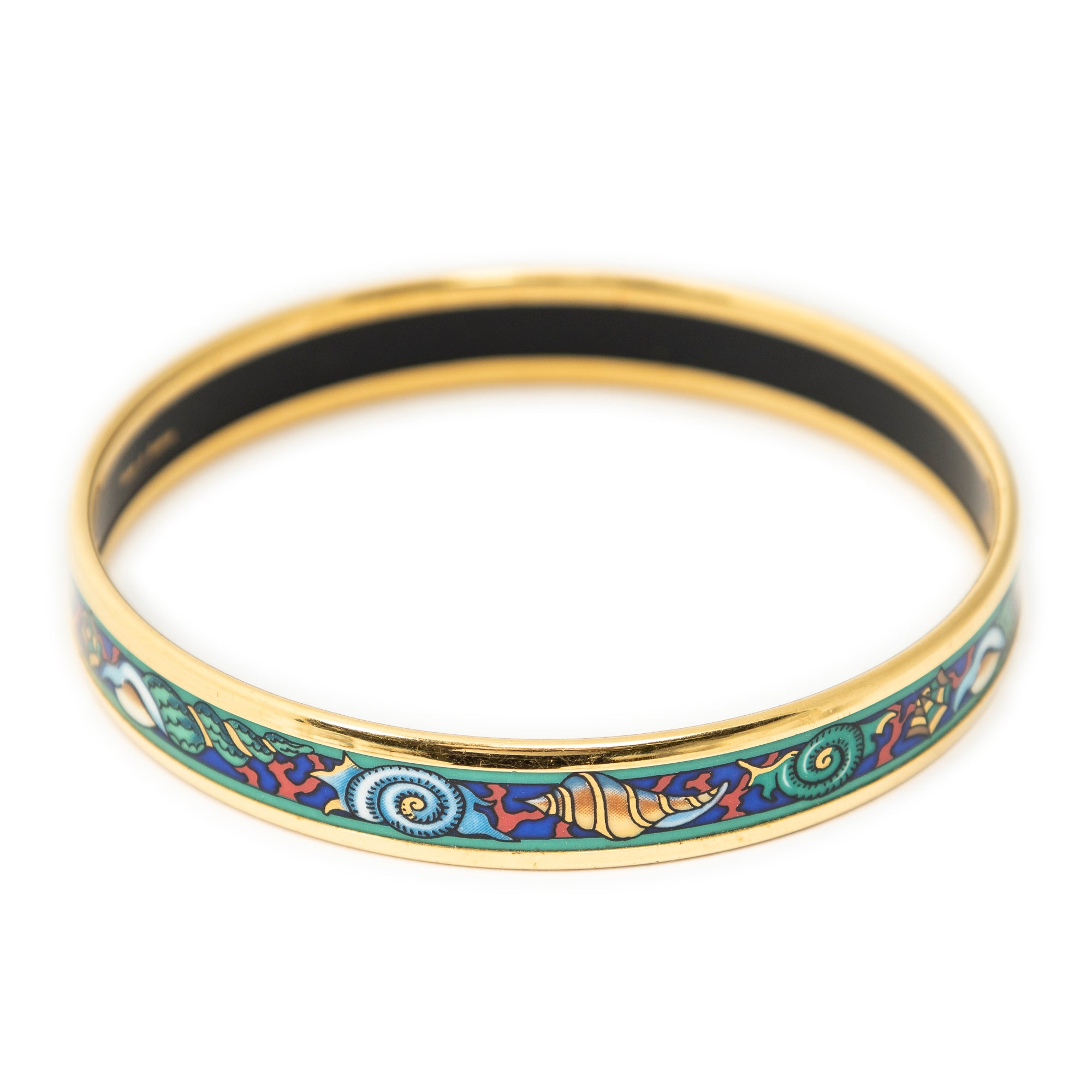 Bracelet Enamel Bangle PM Green Gold Plated