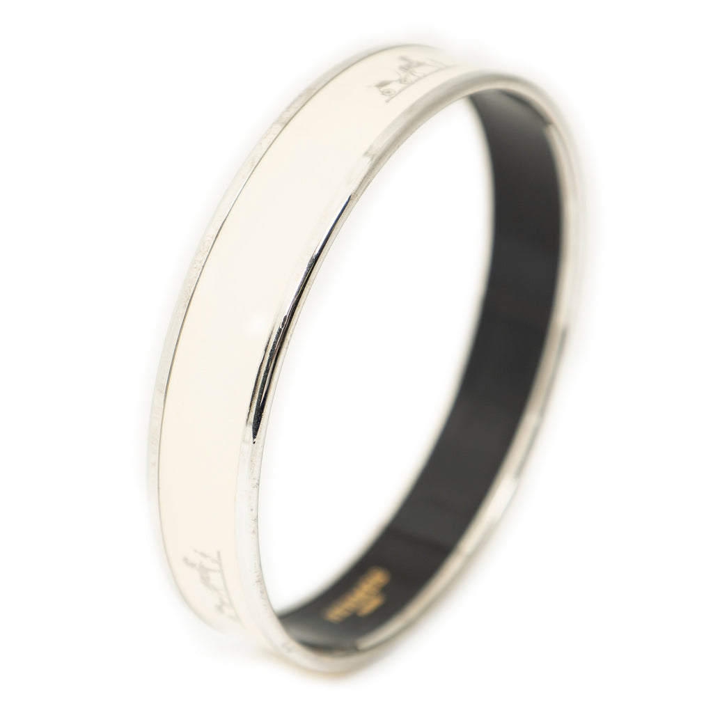 Bracelet Enamel Bangle MM Ivory Silver Plated