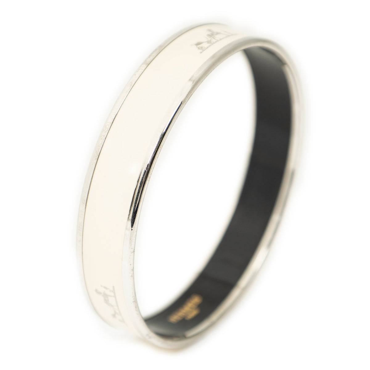 Bracelet Enamel Bangle MM Ivory Silver Plated