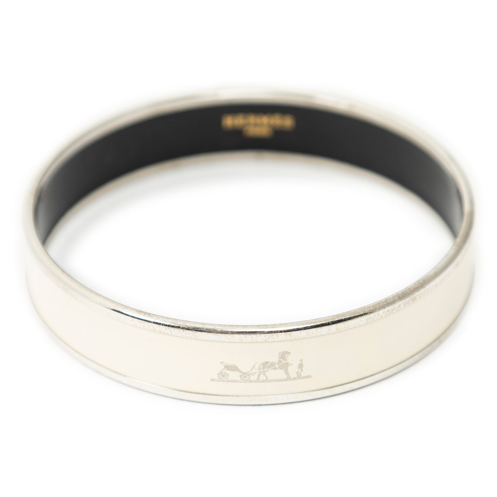 Bracelet Enamel Bangle MM Ivory Silver Plated