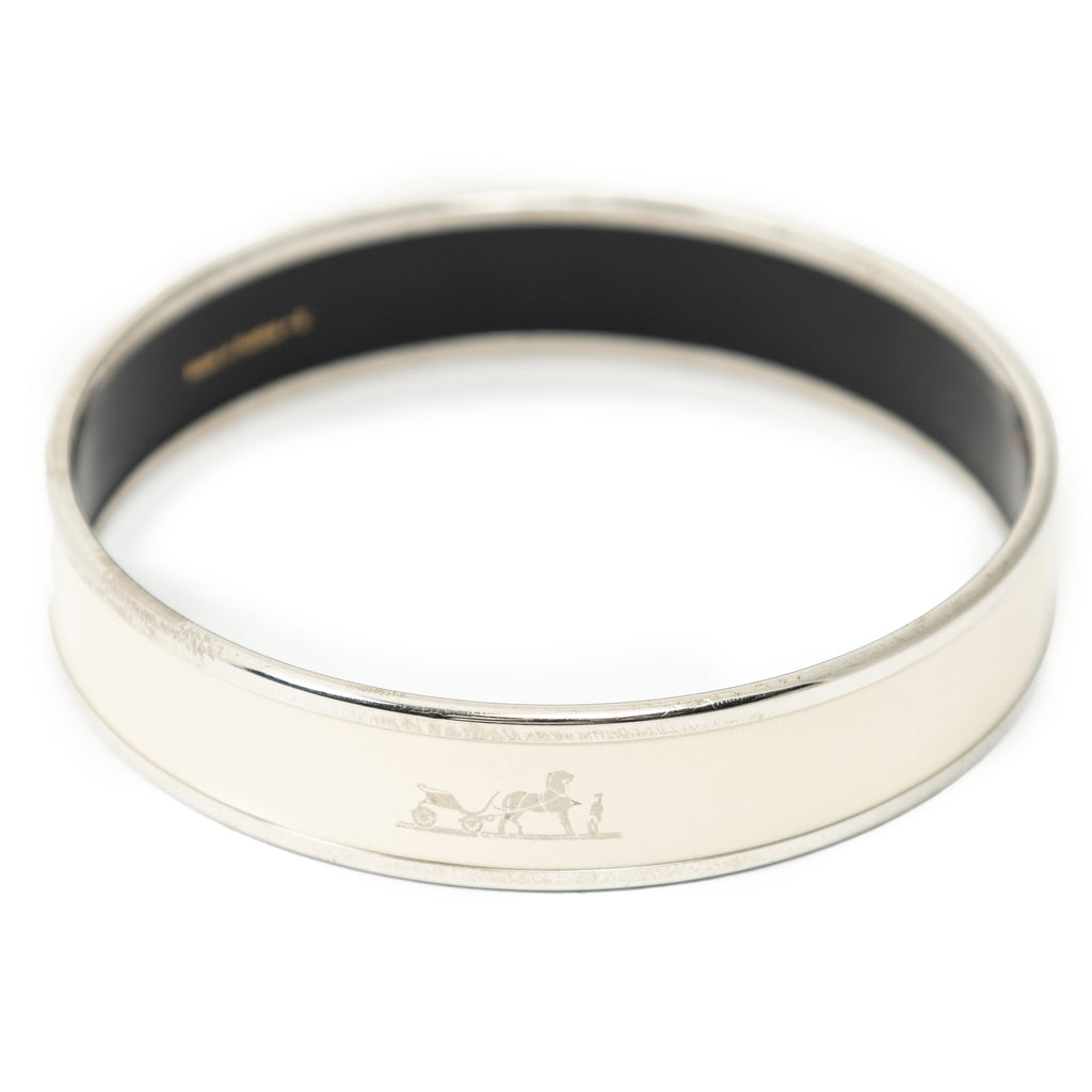 Bracelet Enamel Bangle MM Ivory Silver Plated