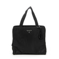 Shoulder Bag Square Zip Tote Black Nylon Canvas