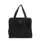 Shoulder Bag Square Zip Tote Black Nylon Canvas