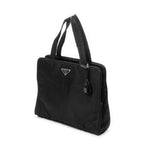 Shoulder Bag Square Zip Tote Black Nylon Canvas