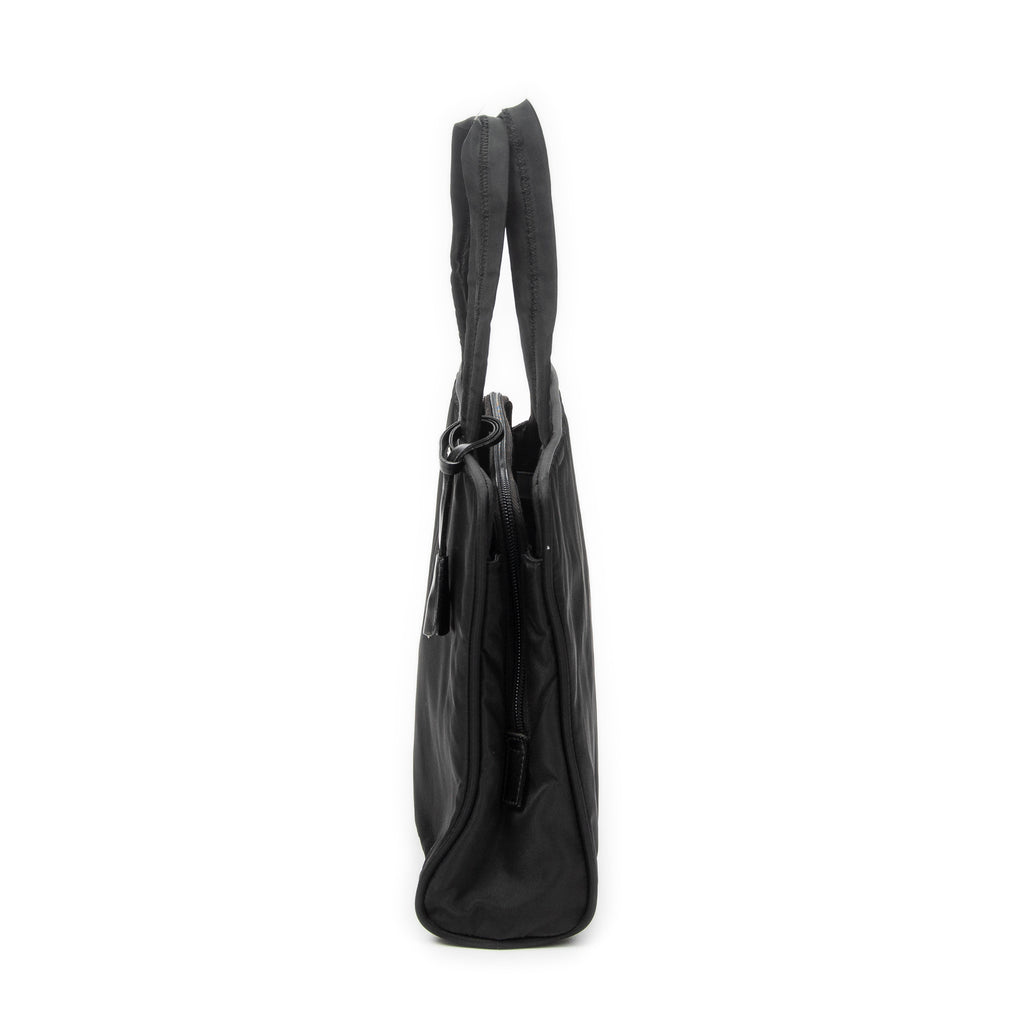 Shoulder Bag Square Zip Tote Black Nylon Canvas