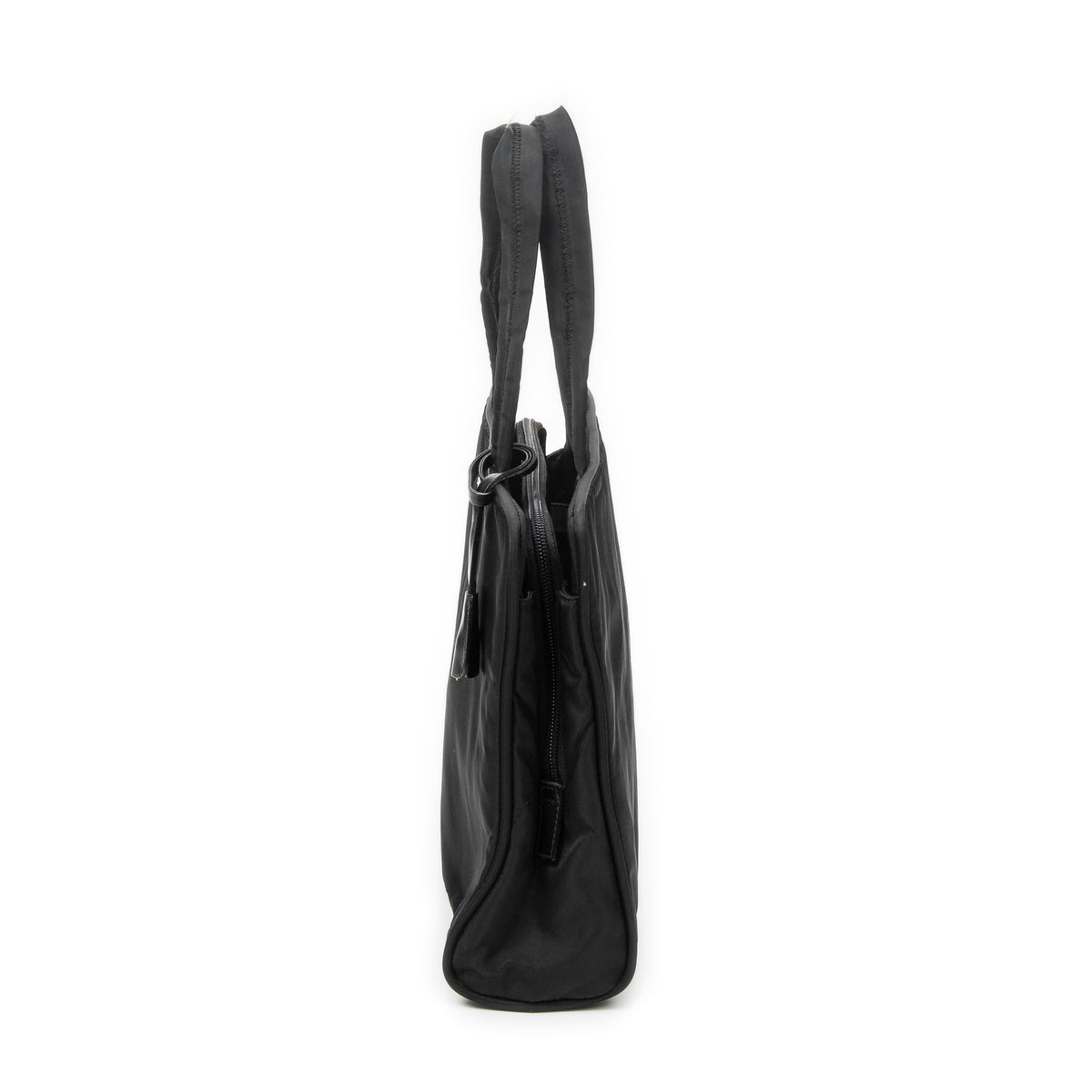 Shoulder Bag Square Zip Tote Black Nylon Canvas
