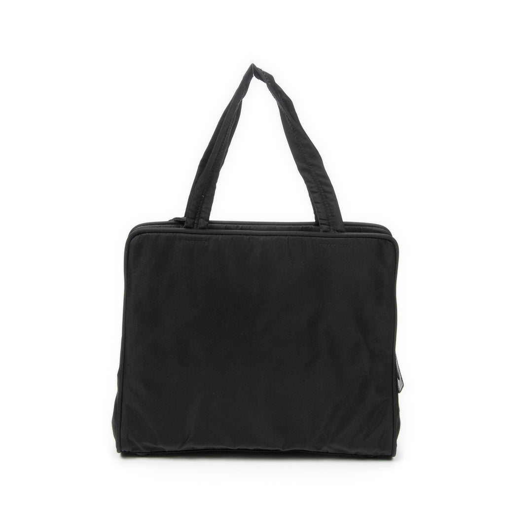 Shoulder Bag Square Zip Tote Black Nylon Canvas