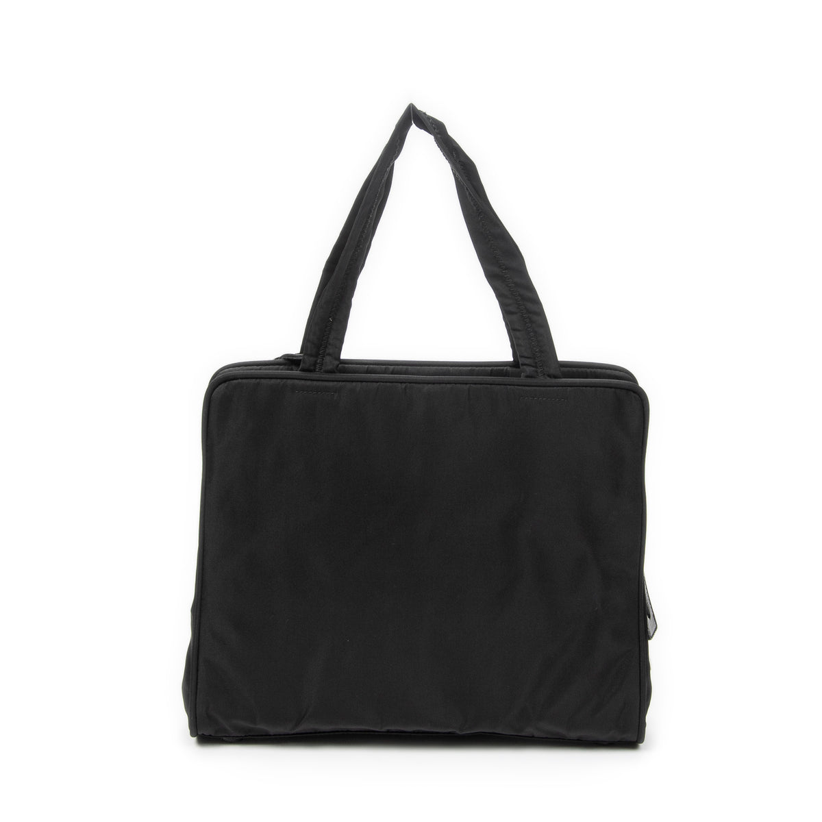 Shoulder Bag Square Zip Tote Black Nylon Canvas