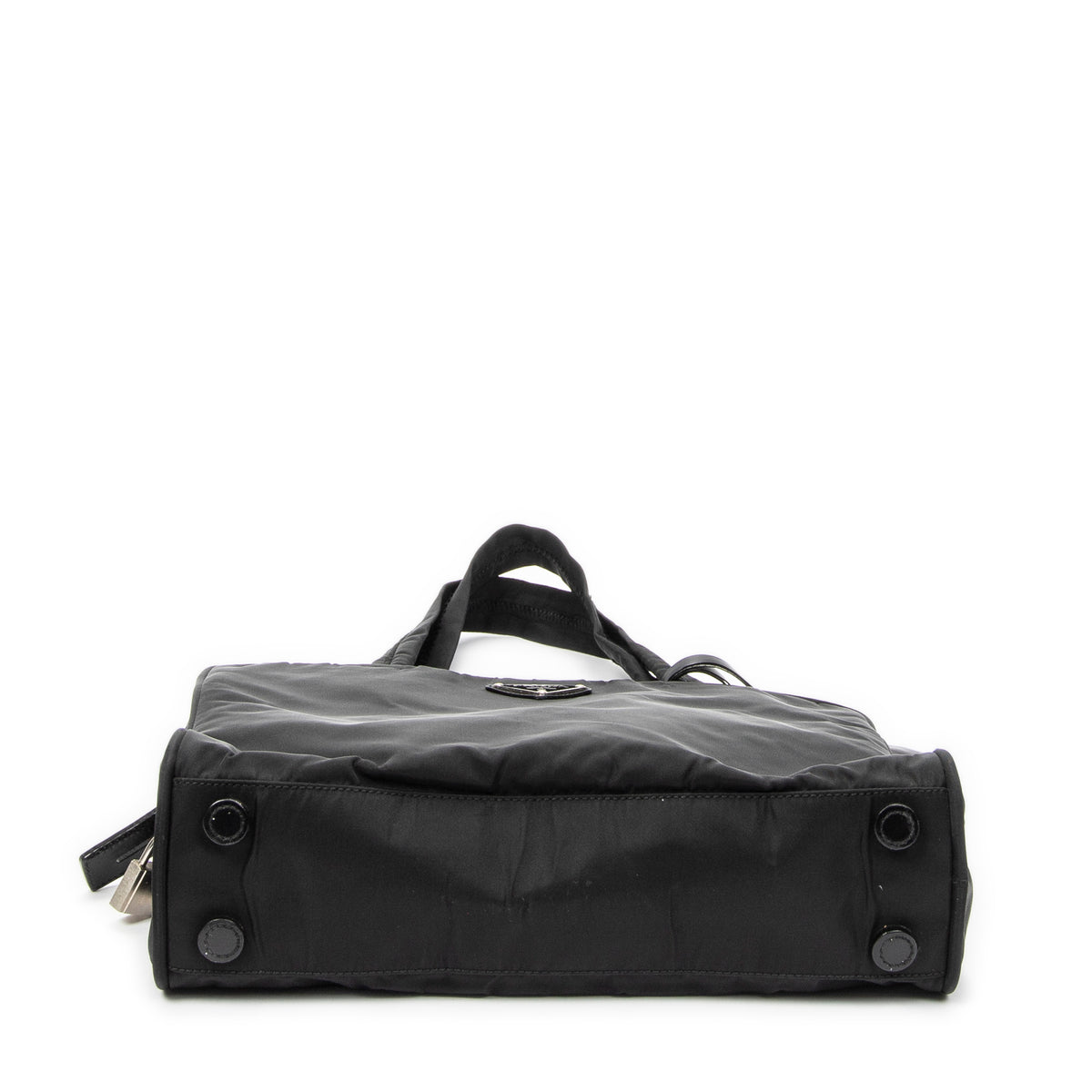 Shoulder Bag Square Zip Tote Black Nylon Canvas