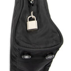 Shoulder Bag Square Zip Tote Black Nylon Canvas