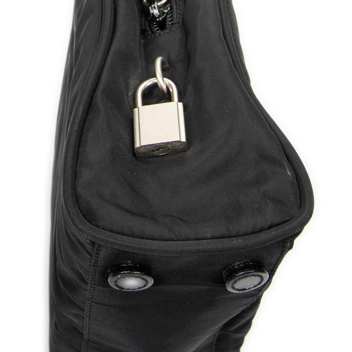 Shoulder Bag Square Zip Tote Black Nylon Canvas
