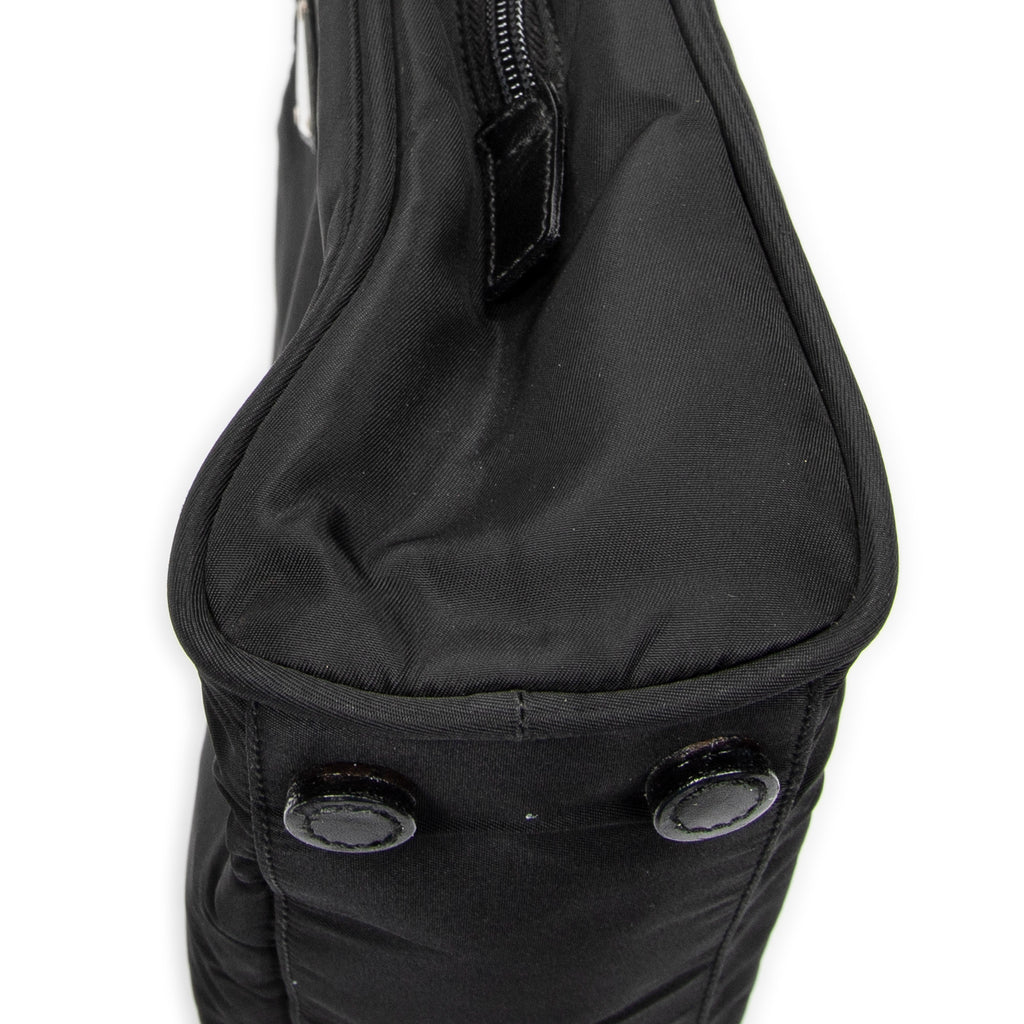 Shoulder Bag Square Zip Tote Black Nylon Canvas