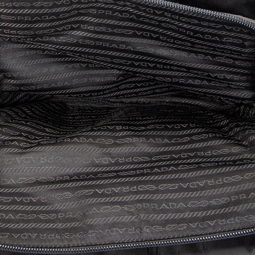 Shoulder Bag Square Zip Tote Black Nylon Canvas