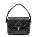 Handbag CC Mini Square Flap Black Quilted Lambskin Leather