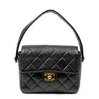 Handbag CC Mini Square Flap Black Quilted Lambskin Leather