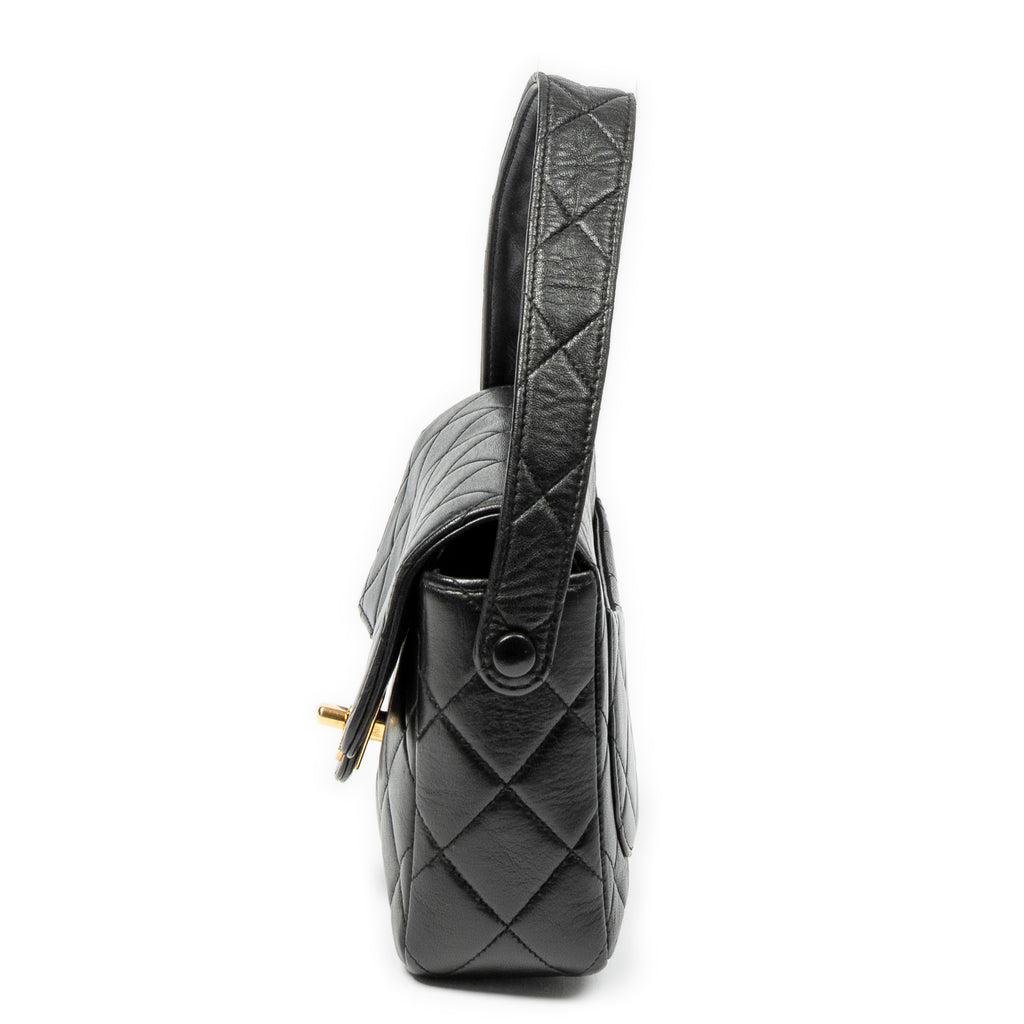 Handbag CC Mini Square Flap Black Quilted Lambskin Leather