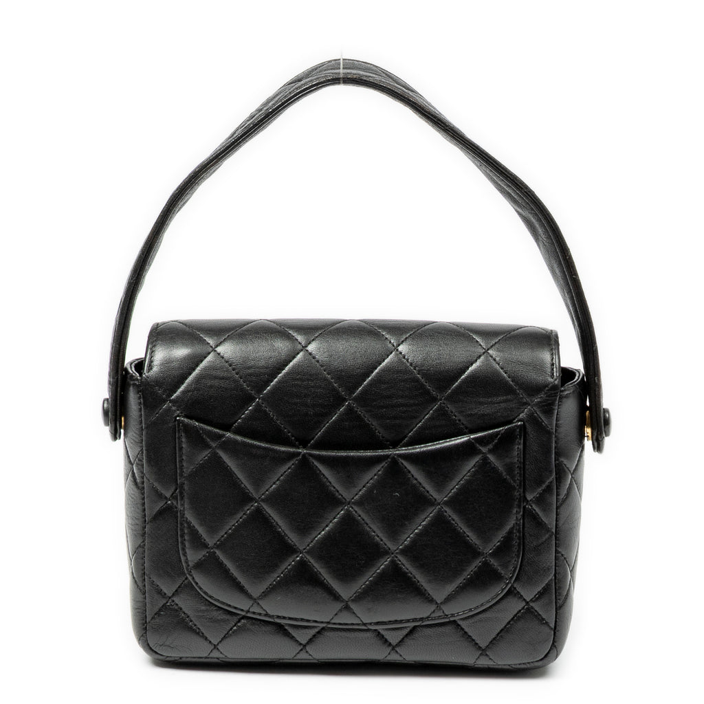 Handbag CC Mini Square Flap Black Quilted Lambskin Leather