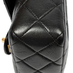 Handbag CC Mini Square Flap Black Quilted Lambskin Leather