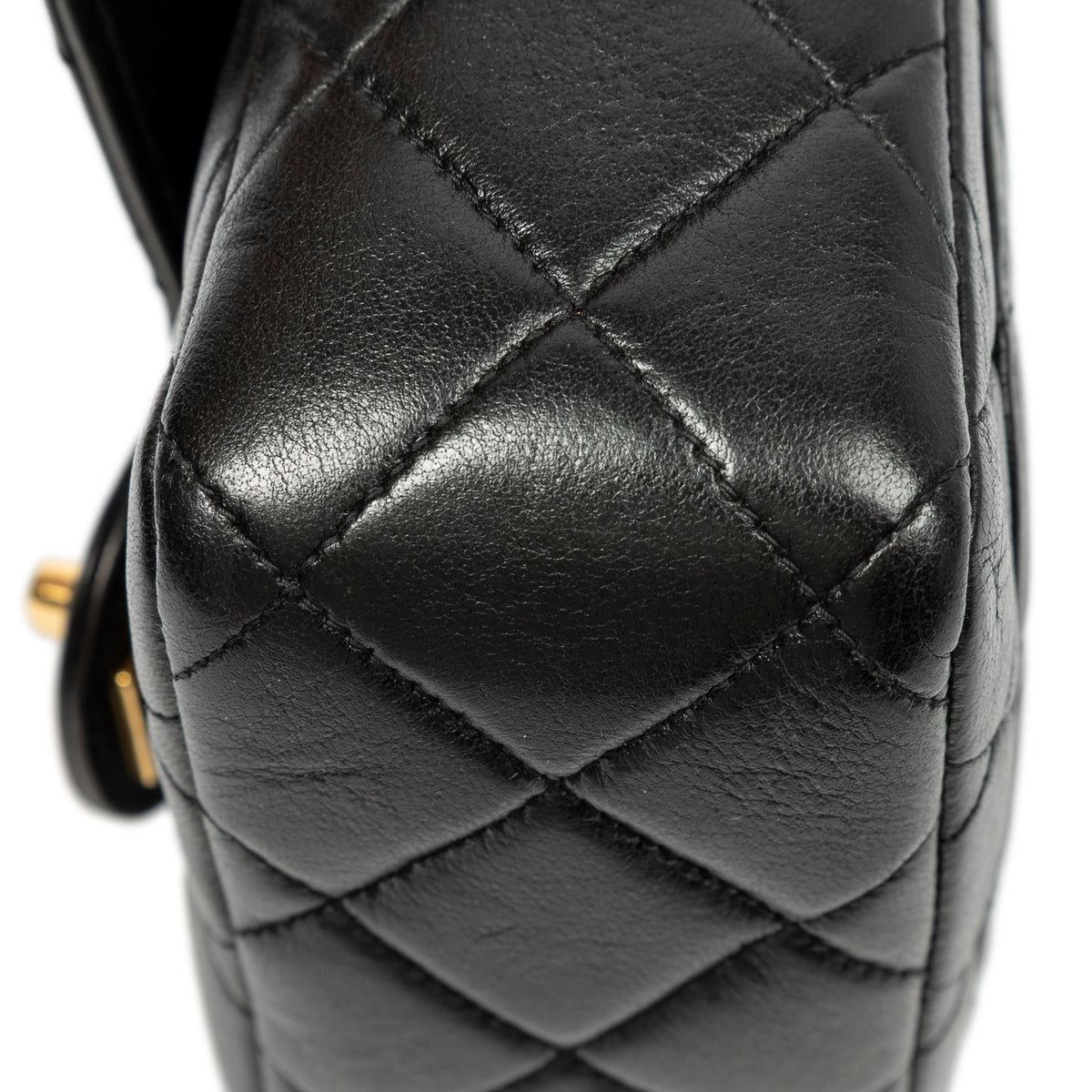 Handbag CC Mini Square Flap Black Quilted Lambskin Leather
