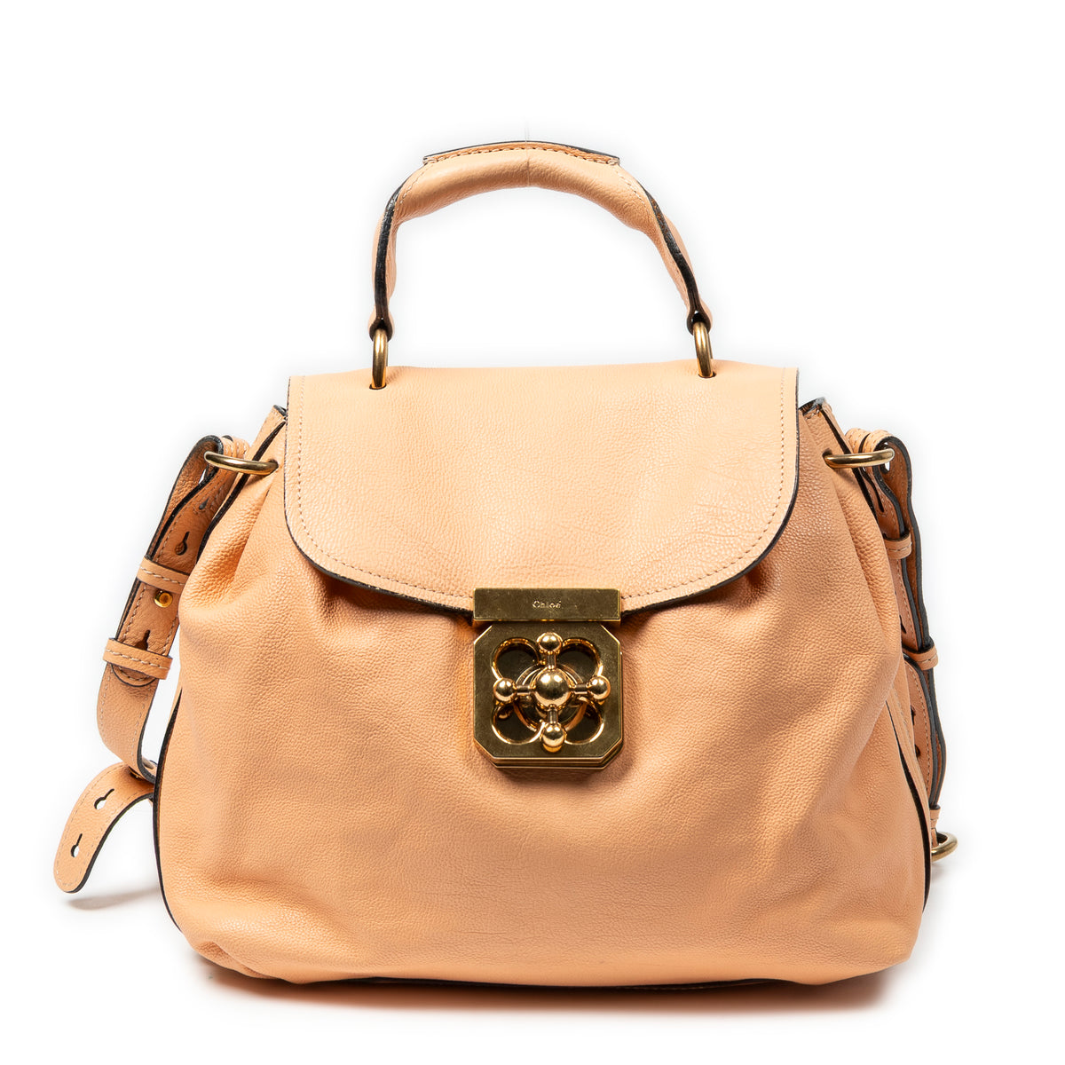 Shoulder Bag Elsie Satchel Orange Grained Calfskin Leather