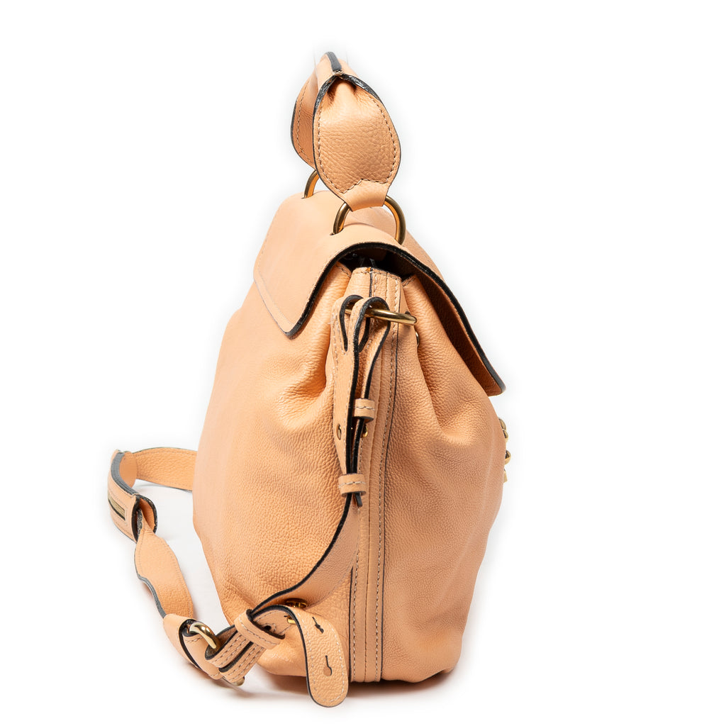 Shoulder Bag Elsie Satchel Orange Grained Calfskin Leather