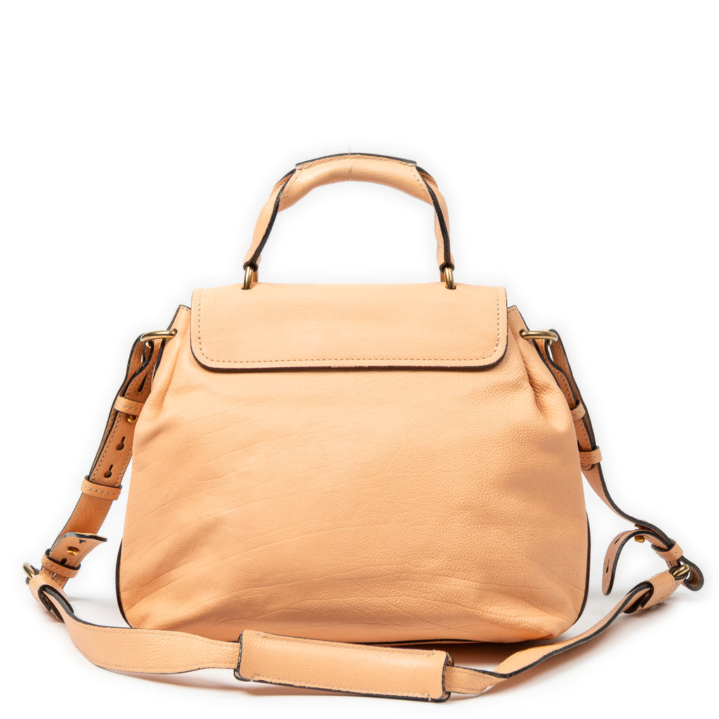 Shoulder Bag Elsie Satchel Orange Grained Calfskin Leather