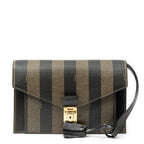 Clutch Vintage Flap Clutch Brown Pequin Coated Canvas
