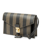 Clutch Vintage Flap Clutch Brown Pequin Coated Canvas