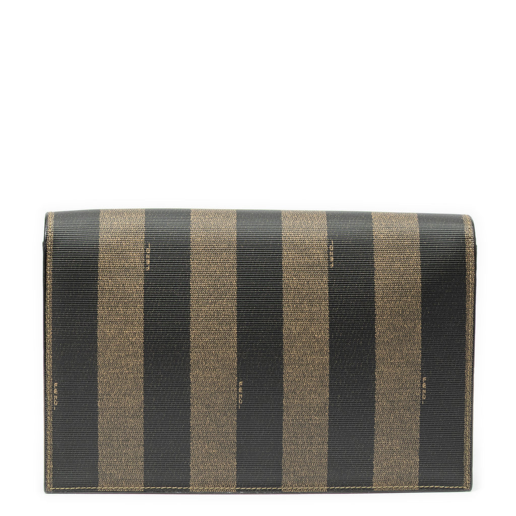 Clutch Vintage Flap Clutch Brown Pequin Coated Canvas