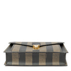 Clutch Vintage Flap Clutch Brown Pequin Coated Canvas