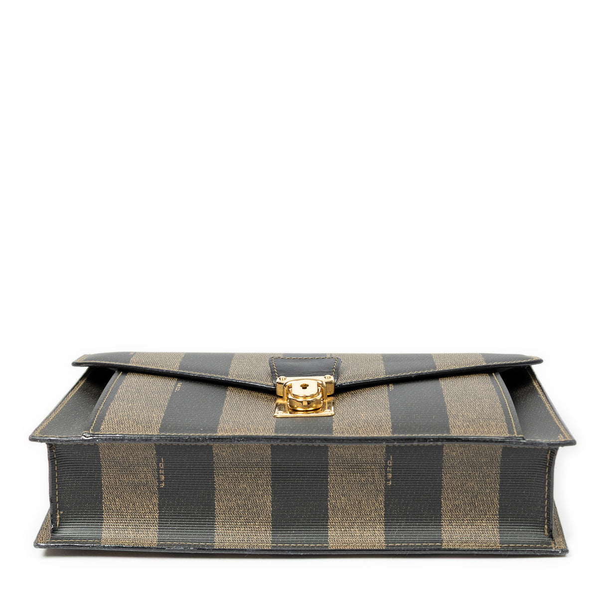 Clutch Vintage Flap Clutch Brown Pequin Coated Canvas