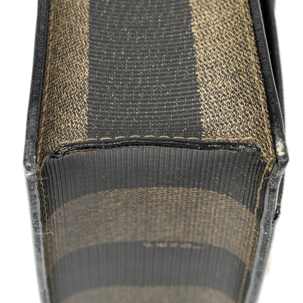 Clutch Vintage Flap Clutch Brown Pequin Coated Canvas